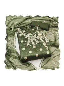 Ishin Ethnic Motifs Woven DesignBeads and Stones Unstitched Dress Material