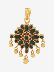 Kushal's Fashion Jewellery Embellished Bridal 92.5 Pure Silver Gold-Plated Floral Pendants