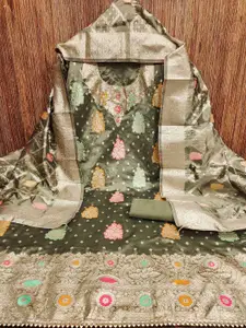 Ishin Ethnic Motifs Woven Design Zari Work Organza Unstitched Dress Material