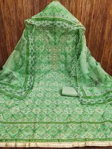 Ishin Ethnic Motifs Embroidered Sequinned Organza Unstitched Dress Material