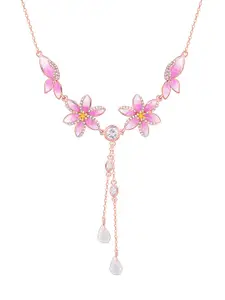 GIVA 925 Sterling Silver Rose Gold-Plated Trillium Necklace