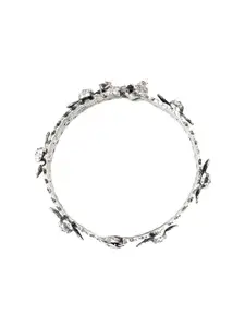 TEEJH Set Of 3 Oxidised Stacked Bangle Style & Cuff Bracelets