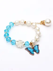 Daizy Girls  Beaded Butterfly Elasticated Bracelet