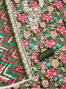 Ishin Floral Embroidered Organza Unstitched Dress Material