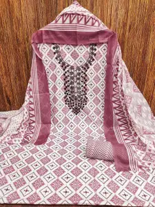 Ishin Ethnic Motifs Printed Sequinned Pure Cotton Unstitched Dress Material