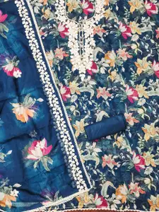 Ishin Floral Embroidered Organza Unstitched Dress Material