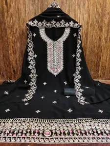 Ishin Floral Embroidered Silk Georgette Unstitched Dress Material