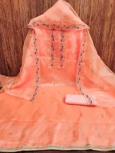 Ishin Floral Embroidered Sequinned Organza Unstitched Dress Material