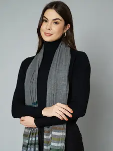 MUFFLY Women Fine wool Silk Striped Stole scarf