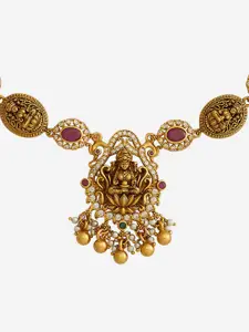 Kushal's Fashion Jewellery 92.5 Pure Silver Gold-Plated Cubic Zirconia Studded Necklace