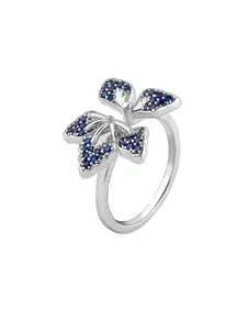 GIVA 925 Sterling Silver Rhodium-Plated CZ Studded Finger Ring