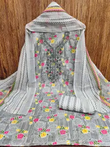 Ishin Floral Printed Pure Cotton Unstitched Dress Material