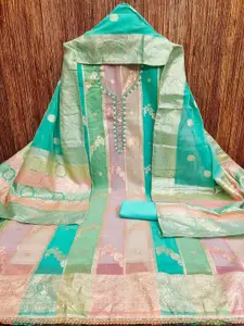 Ishin Floral Woven Design Zari Unstitched Dress Material