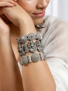 TEEJH Set Of 3 Metal Preesha Stacked Cuff Bracelet