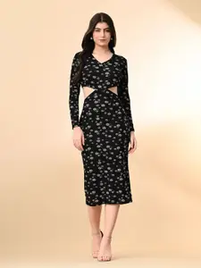 IUGA Floral Bodycon Midi Dress