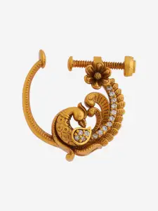 Kushal's Fashion Jewellery Gold-Plated Cubic Zirconia Ring Nosepin