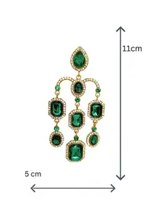 DressBerry Green Gold Plated American Diamond Drop Earrings