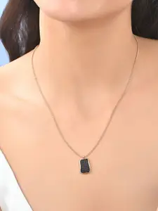 ToniQ Gold Plated Square Pendant With Chain