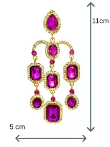 DressBerry Gold Plated American Diamond Studded Contemporary Drop Earrings