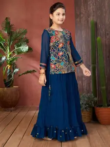 BAESD Girls Embroidered Thread Work Ready to Wear Lehenga & Blouse With Dupatta
