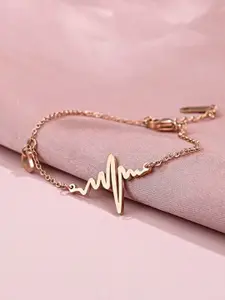 MYKI Rose Gold-Plated Stainless Steel Heartbeat Charm Bracelet