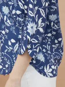 Colour Me by Melange Women Mandarin Collar Floral Printed Cotton Casual Shirt