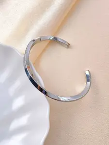 MYKI Silver-Plated Stainless Steel Open Cuff Bracelet