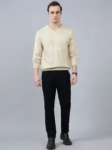Cantabil Men Self Design V-Neck Pullover