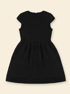 INCLUD Girls Solid Self Design Fit & Flare Dress