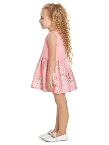 Peppermint Peach-Coloured Floral Satin A-Line Dress