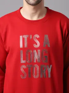 MACK JONNEY Men Red Printed Round Neck Sweatshirt