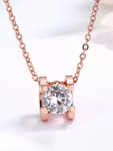 MYKI Stainless Steel Rose Gold-Plated Contemporary Shaped Pendant