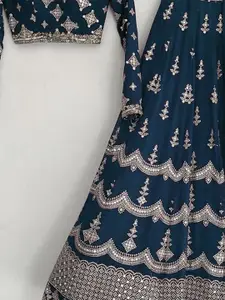 JULEE Embroidered Semi-Stitched Silk Lehenga & Unstitched Blouse With Dupatta