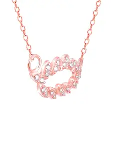 RACHIVA 925 Sterling Silver Rose Gold Leaf Cascade Pendant with Link Chain