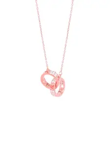 RACHIVA 925 Sterling Silver Double Ring Pendant with Chain