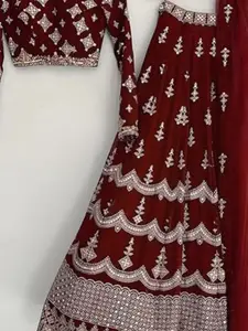 JULEE Embroidered Semi-Stitched Silk Lehenga & Unstitched Blouse With Dupatta