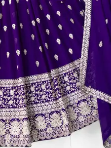 JULEE Embroidered Semi-Stitched Silk Lehenga & Unstitched Blouse With Dupatta