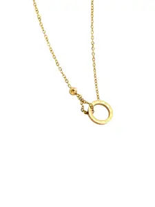 MYKI Stainless Steel Gold-Plated Circular Pendant With Chain