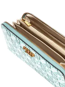 GUESS Women Typography Printed PU Zip Around Wallet