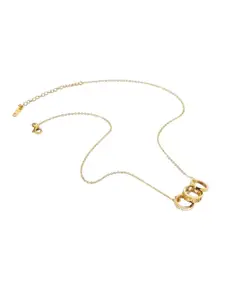 MYKI Stainless Steel Gold-Plated Stone Studded Quirky Pendant With Chain