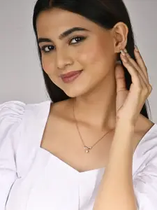 RACHIVA 925 Sterling Silver Infinity Tear Drop Rose Gold Pendant with Link Chain