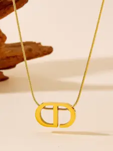 MYKI Stainless Steel Gold-Plated Quirky Pendant With Chain