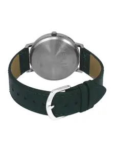 Helix Men Brass Dial & Leather Textured Straps Analogue Watch