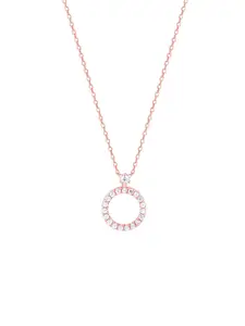 RACHIVA 925 Sterling Silver Timeless Halo Rose Gold Pendant with Link Chain