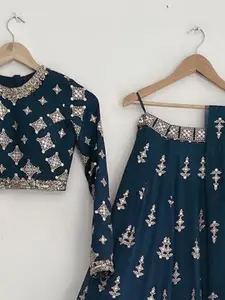 A TO Z CART Embroidered Semi-Stitched Lehenga & Unstitched Blouse With Dupatta