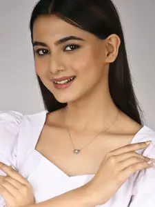 RACHIVA 925 Sterling Silver Solitaire Love Pendant with Link Chain