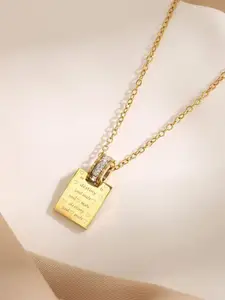 MYKI Glorious Gold-Plated Artificial Stone Studded Stainless Steel Pendant With Chain