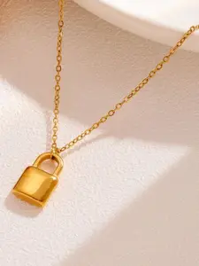 MYKI Stainless Steel Gold-Plated Quirky Pendant With Chain