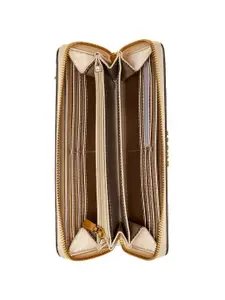 GUESS Women Geometric Textured Quilted PU Zip Around Wallet