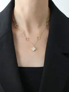 MYKI Glowing Gold-Plated Stainless Steel Pendant With Chain